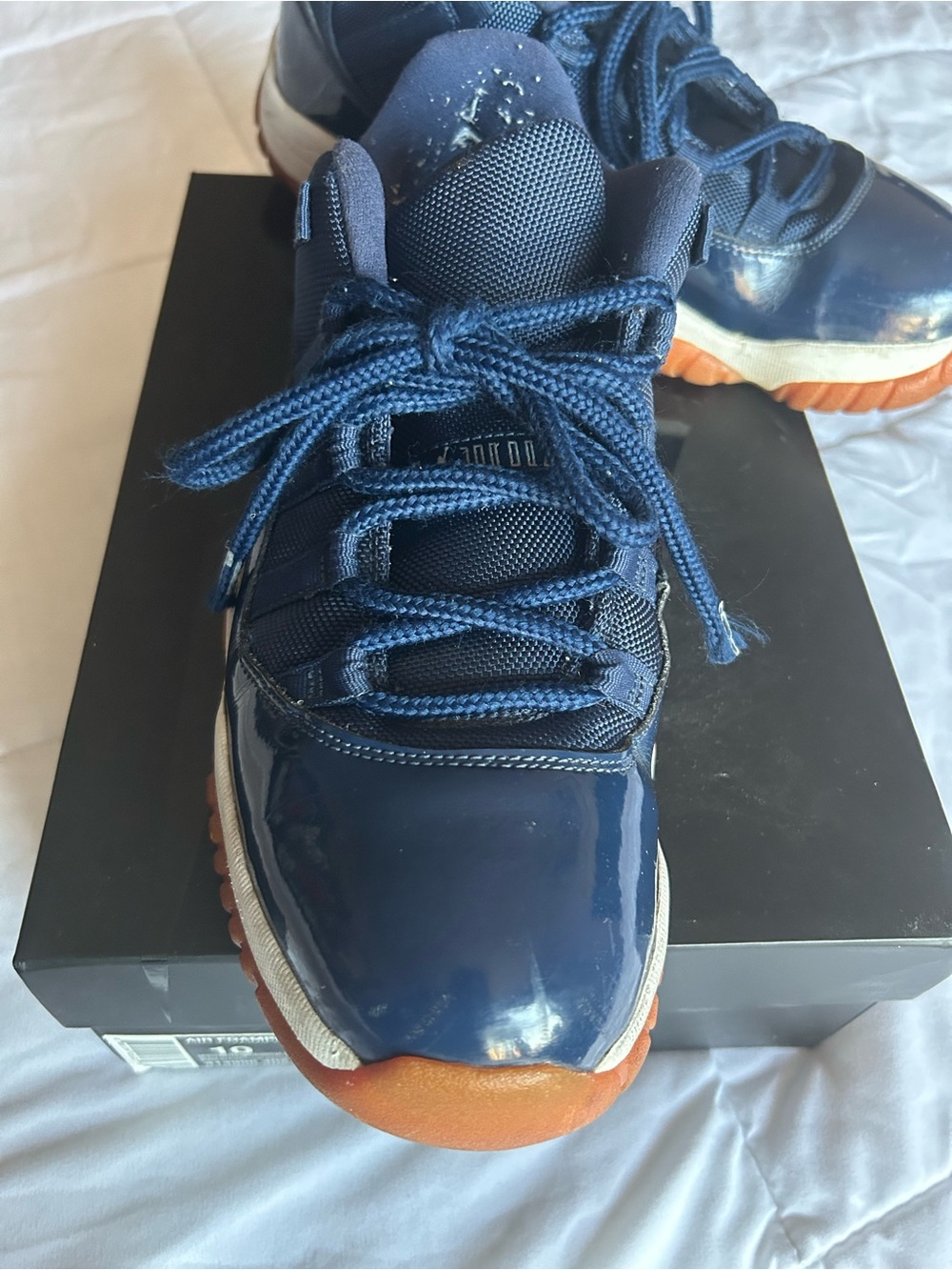 Jordan Navy Blue and Gum-Soled Low-Top Sneakers - Picture 6 of 13